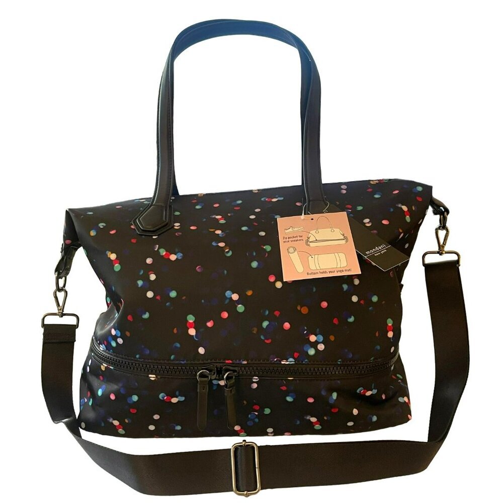 Mondani Weekender Tote Holds Sneakers & Yoga Mat Gym Bag Polka Dot NWT